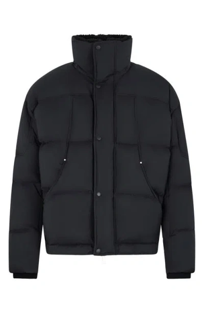 Moose Knuckles Everest Fleece Collar Down Puffer Jacket In Black