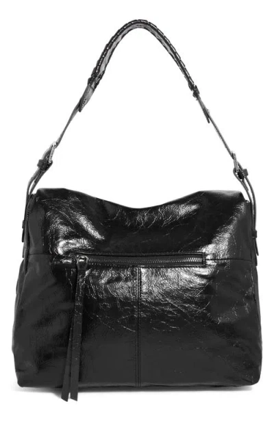 Aimee Bali Double Entry Leather Hobo In Black
