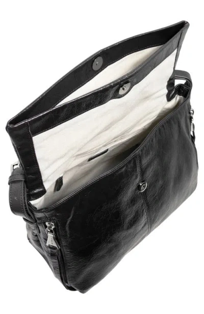 Aimee Bali Double Entry Leather Hobo In Black