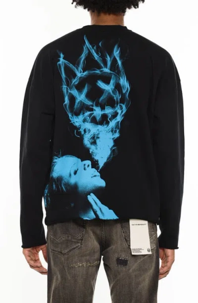 Cult Of Individuality Graphic Cotton Fleece Sweatshirt In Black