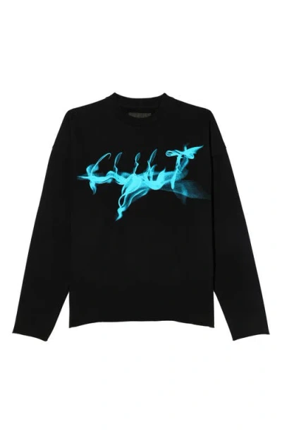 Cult Of Individuality Graphic Cotton Fleece Sweatshirt In Black