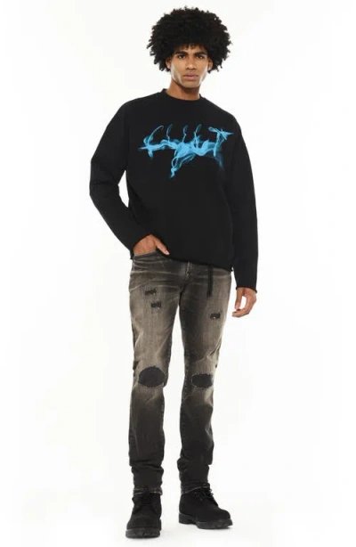 Cult Of Individuality Graphic Cotton Fleece Sweatshirt In Black