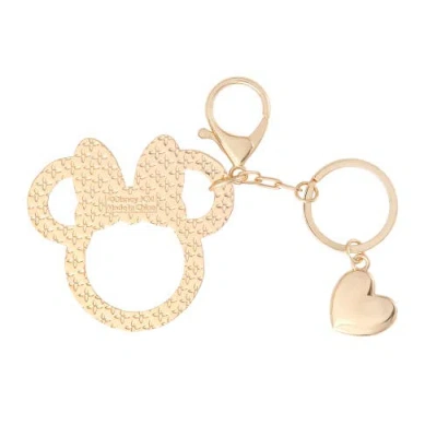 Disney Minnie Mouse Outline Keychain With Crystal Bow And Heart Charm In Brown