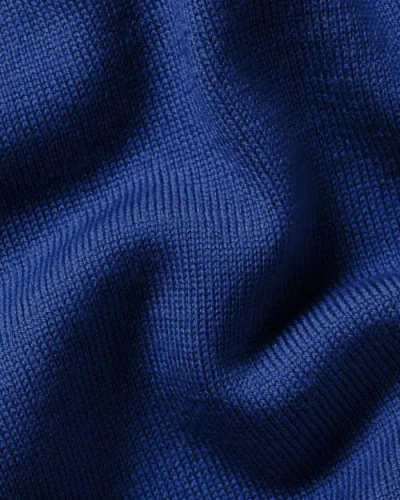 Charles Tyrwhitt Merino Zip Neck Long Sleeve Sweater In Blue