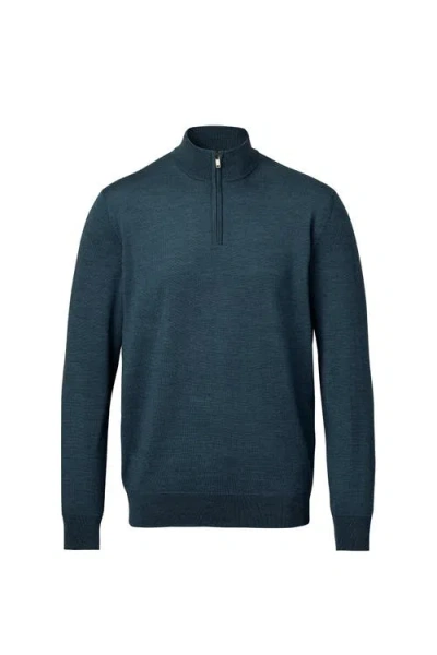 Charles Tyrwhitt Merino Zip Neck Long Sleeve Sweater In Green