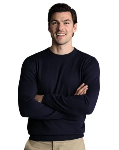 Charles Tyrwhitt Pure Merino Crew Neck Sweater In Blue