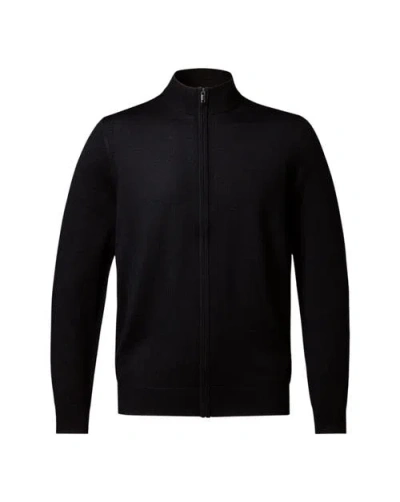 Charles Tyrwhitt Pure Merino Full Zip Through Cardigan In Black