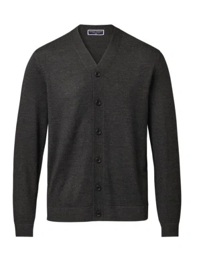 Charles Tyrwhitt Merino Button Up Cardigan In Gray