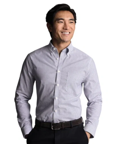 Charles Tyrwhitt Slim Fit Button-down Collar Non-iron Stretch Stripe Oxford Shirt In Blue