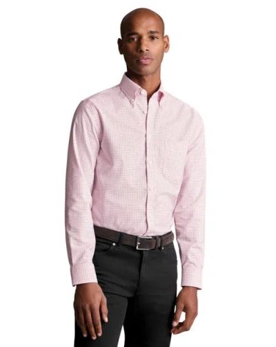 Charles Tyrwhitt Non-iron Stretch Oxford Check Shirt In Pink