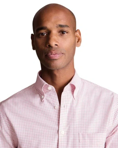 Charles Tyrwhitt Non-iron Stretch Oxford Check Shirt In Pink