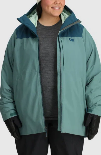 Outdoor Research Snowcrew Hooded Waterproof Jacket In Green