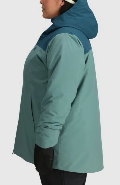 Outdoor Research Snowcrew Hooded Waterproof Jacket In Green