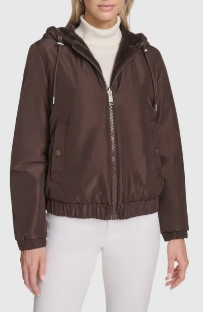 Andrew Marc Dalby Reversible Hooded Jacket In Brown