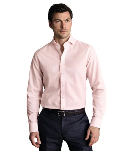 Charles Tyrwhitt Non-iron Poplin Gingham Shirt In Pink