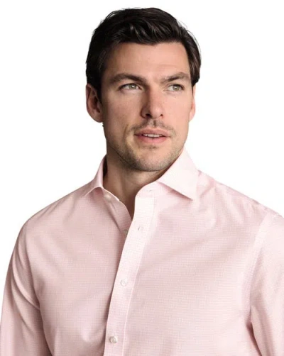 Charles Tyrwhitt Non-iron Poplin Gingham Shirt In Pink