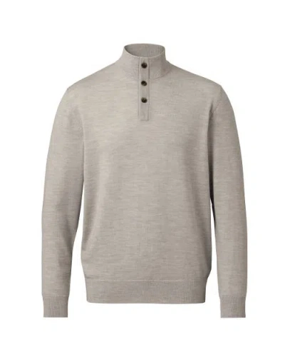 Charles Tyrwhitt Pure Merino Button Neck Sweater In Gray