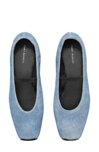 Tory Burch Denim Elastic-strap Ballet Flats In Multi