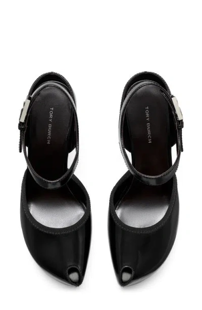 Tory Burch Ankle Strap Peep Toe Platform Pump In Animal Print