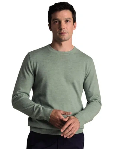 Charles Tyrwhitt Pure Merino Crew Neck Sweater In Green