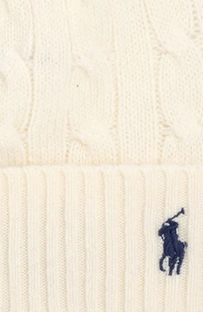 Polo Ralph Lauren Womens Cream Cable Knitted Wool And Cashmere Beanie In White