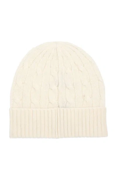 Polo Ralph Lauren Womens Cream Cable Knitted Wool And Cashmere Beanie In White
