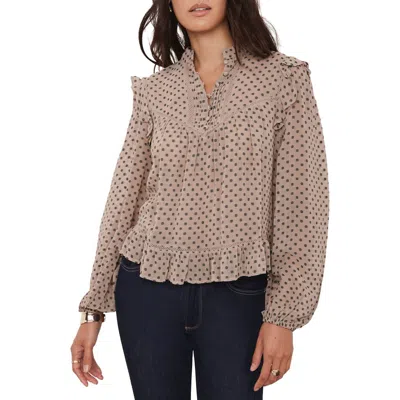 Mint Velvet Neutral Jacquard Polka Dot Blouse In Gray