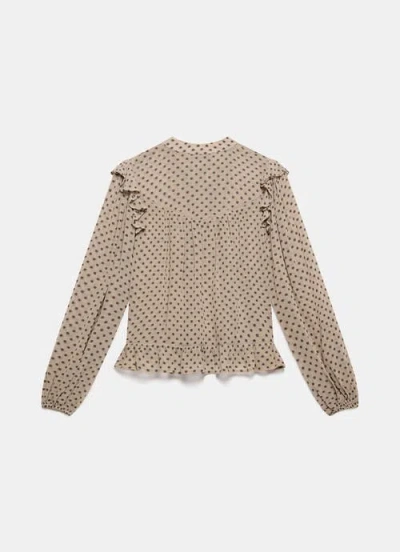 Mint Velvet Neutral Jacquard Polka Dot Blouse In Gray