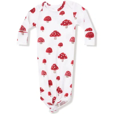 Angel Dear Painterly Mushrooms Print Knotted Gown In White