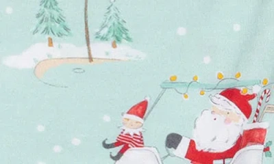 Angel Dear Golfing Santa & Elves Print Convertible Zip Footie In Green