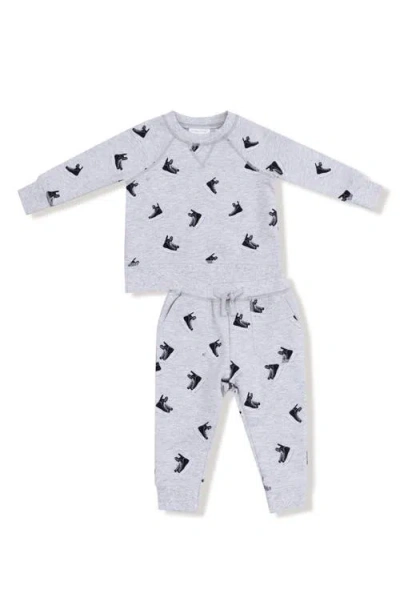 Angel Dear Kids' Print French Terry Sweatshirt & Joggers Set In Gray