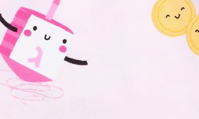 Angel Dear Hanukkah Print Zip Footie In Pink