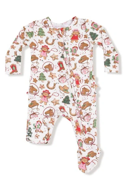Angel Dear Cowgirl Christmas Zip Footie In Multi