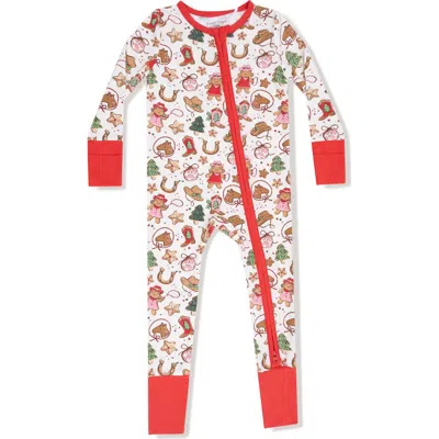 Angel Dear Cowboy Christmas Print Zip Romper In Multi