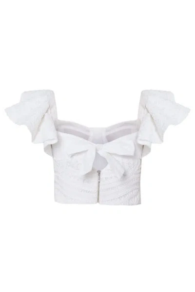 Patbo Rythmic Lace Flutter Top In White