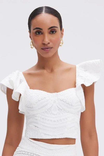 Patbo Rythmic Lace Flutter Top In White