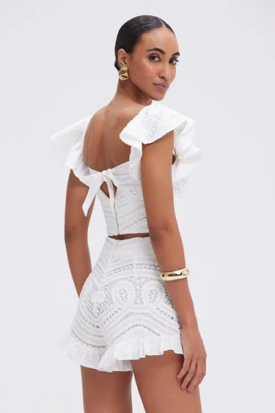 Patbo Rythmic Lace Flutter Top In White