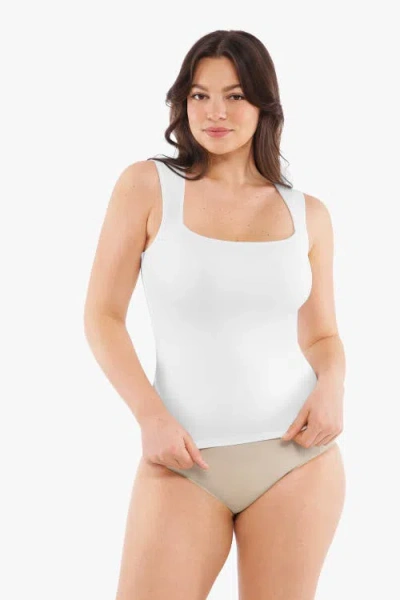 Popilush Cloud-touch Double-layer Shaping Sleeveless Top In White