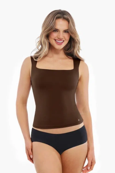 Popilush Cloud-touch Double-layer Shaping Sleeveless Top In Brown