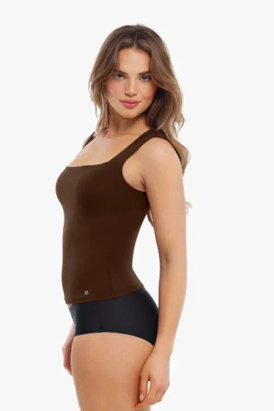 Popilush Cloud-touch Double-layer Shaping Sleeveless Top In Brown