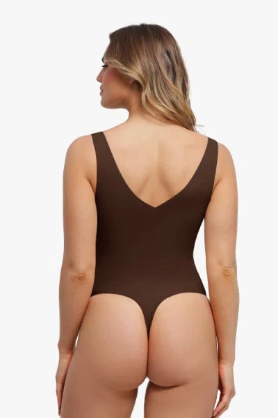 Popilush Elastic Cloud-touch All-in-one Shaping Bodysuit In Brown