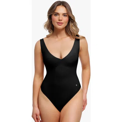 Popilush Elastic Cloud-touch All-in-one Shaping Bodysuit In Black