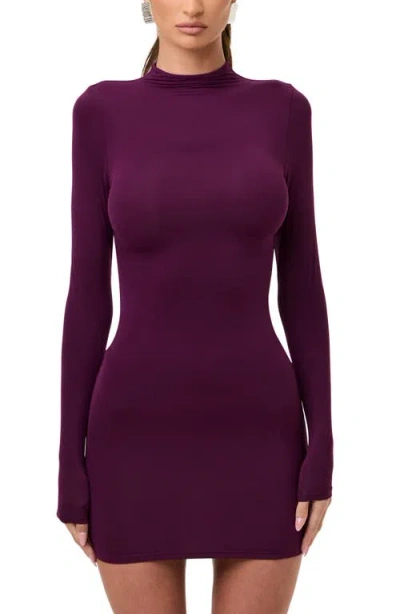 Naked Wardrobe Long Sleeve Mock Neck Minidress In Black