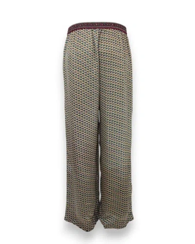 Monzlapur Embossed Botanic Crepe Pant In Brown