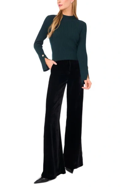 Ted Baker Mock Neck Split Cuff Ribbed Sweater In Blue