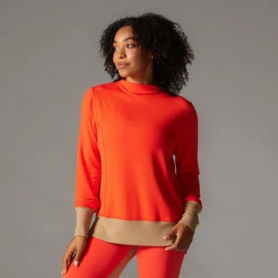 Tavi Cozy Funnel Neck Sweatshirt In Orange