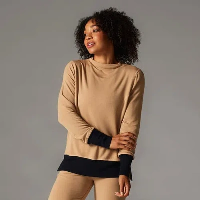 Tavi Cozy Funnel Neck Sweatshirt In Brown