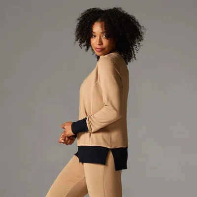 Tavi Cozy Funnel Neck Sweatshirt In Brown