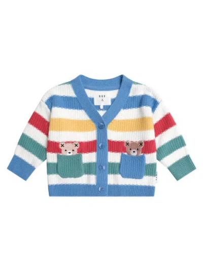 Huxbaby Peekaboo Hux Stripe Knit Cardi In Blue