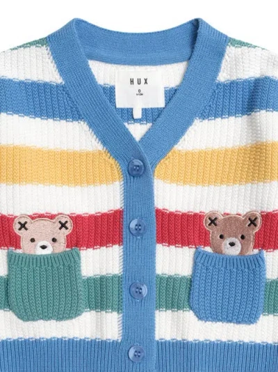 Huxbaby Peekaboo Hux Stripe Knit Cardi In Blue